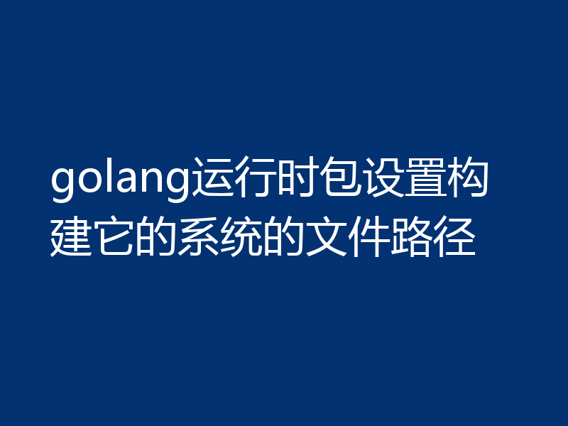 golang运行时包设置构建它的系统的文件路径