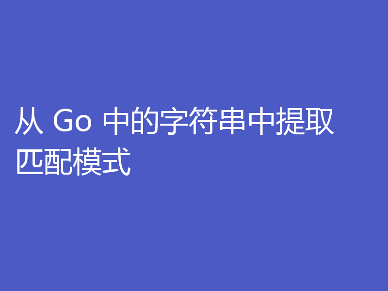 从 Go 中的字符串中提取匹配模式