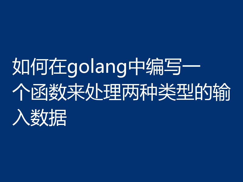 如何在golang中编写一个函数来处理两种类型的输入数据