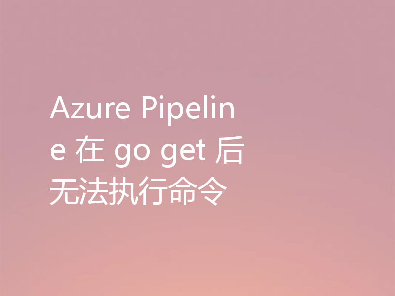 Azure Pipeline 在 go get 后无法执行命令