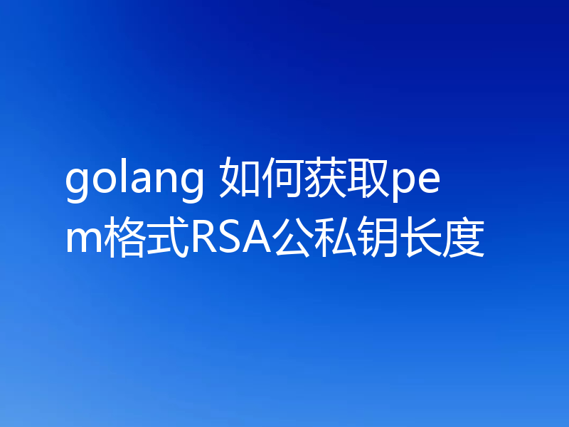golang 如何获取pem格式RSA公私钥长度