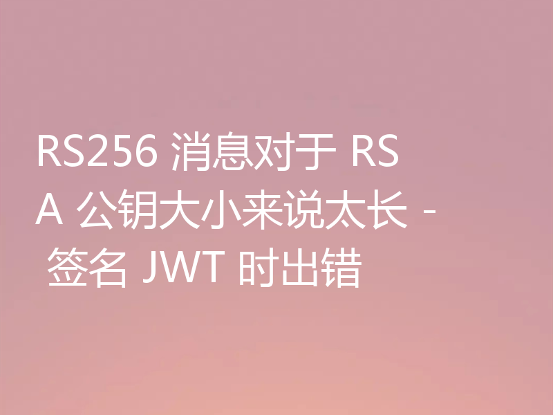 RS256 消息对于 RSA 公钥大小来说太长 - 签名 JWT 时出错