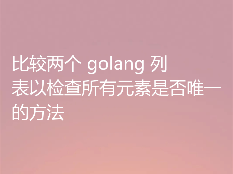 比较两个 golang 列表以检查所有元素是否唯一的方法