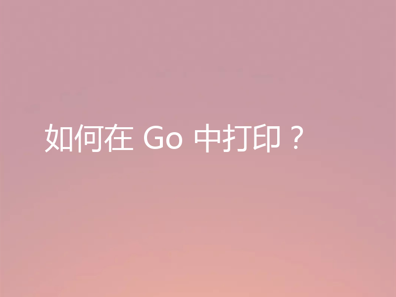 如何在 Go 中打印？