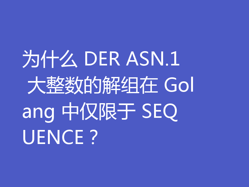 为什么 DER ASN.1 大整数的解组在 Golang 中仅限于 SEQUENCE？