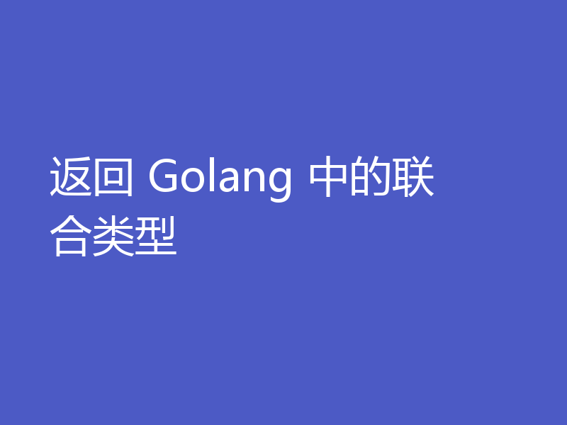 返回 Golang 中的联合类型