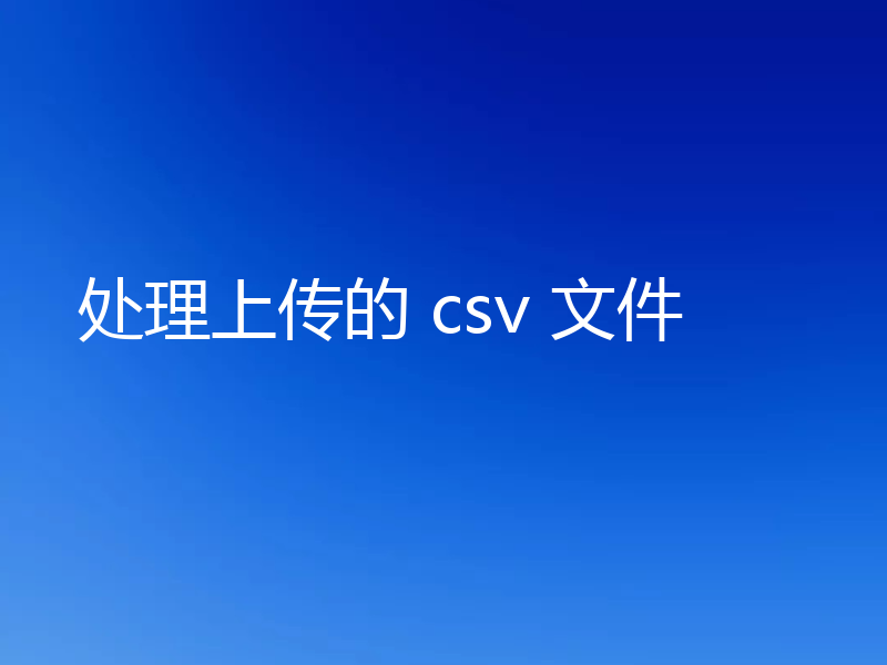 处理上传的 csv 文件