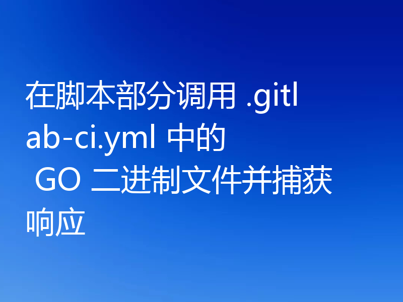 在脚本部分调用 .gitlab-ci.yml 中的 GO 二进制文件并捕获响应