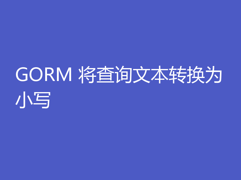 GORM 将查询文本转换为小写