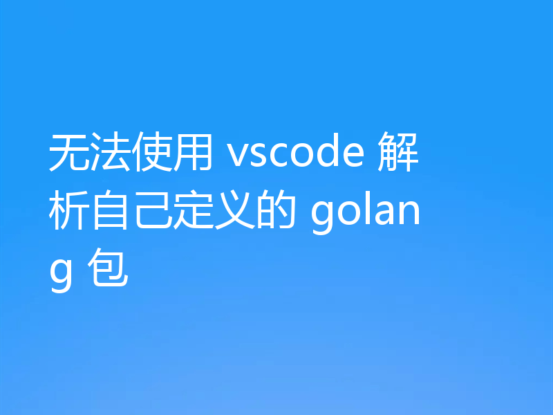 无法使用 vscode 解析自己定义的 golang 包