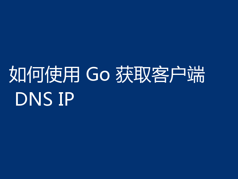 如何使用 Go 获取客户端 DNS IP