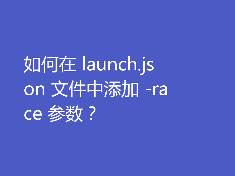 如何在 launch.json 文件中添加 -race 参数？