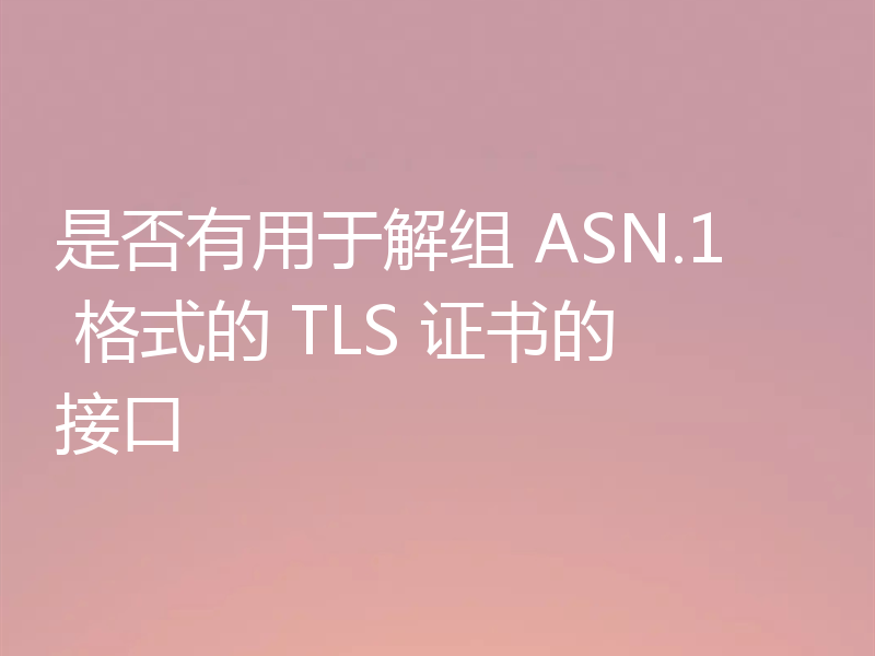 是否有用于解组 ASN.1 格式的 TLS 证书的接口