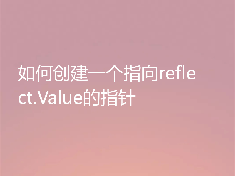 如何创建一个指向reflect.Value的指针