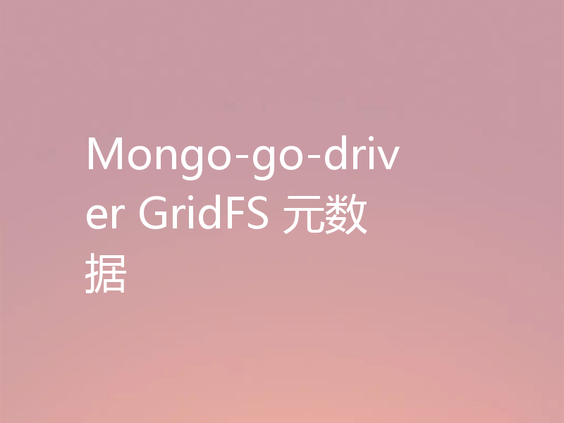 Mongo-go-driver GridFS 元数据