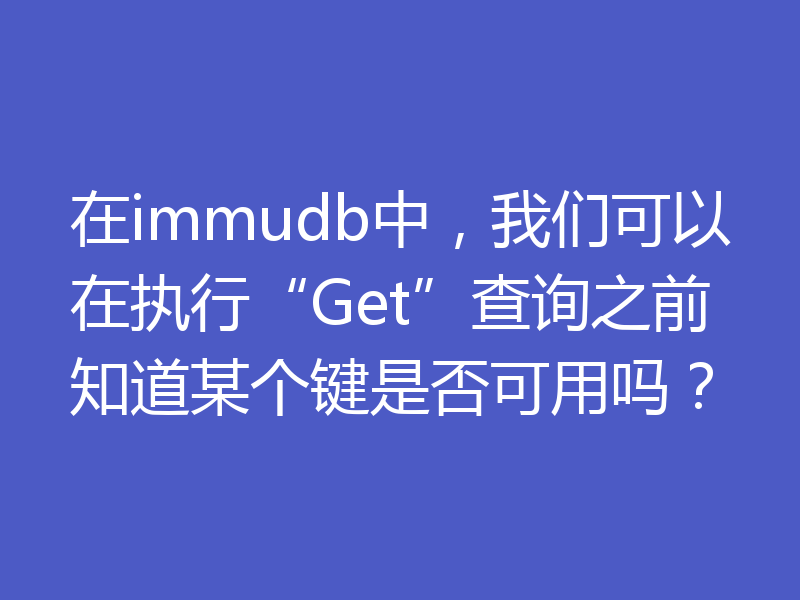 在immudb中，我们可以在执行“Get”查询之前知道某个键是否可用吗？