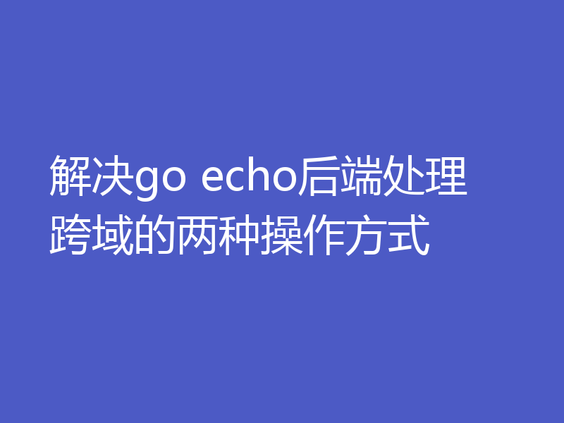 解决go echo后端处理跨域的两种操作方式