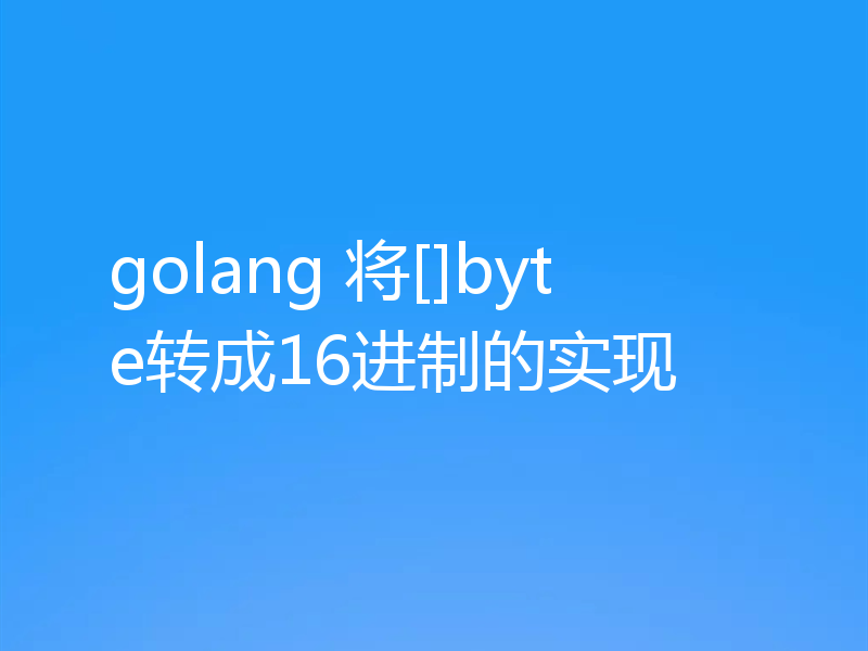 golang 将[]byte转成16进制的实现