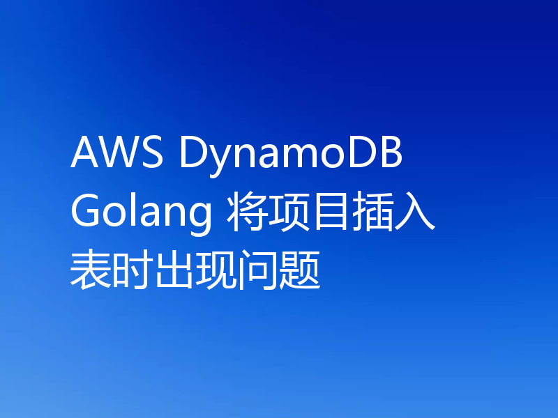 AWS DynamoDB Golang 将项目插入表时出现问题