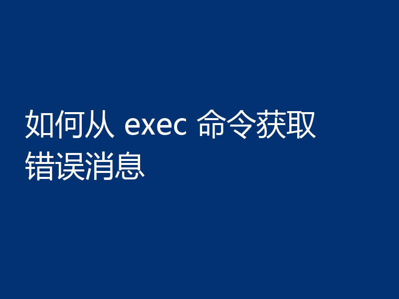 如何从 exec 命令获取错误消息