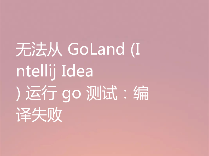 无法从 GoLand (Intellij Idea) 运行 go 测试：编译失败