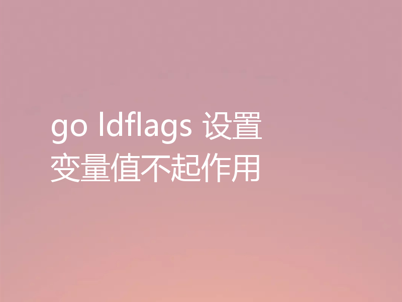 go ldflags 设置变量值不起作用