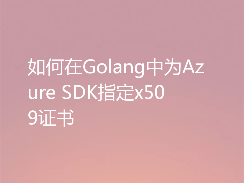如何在Golang中为Azure SDK指定x509证书