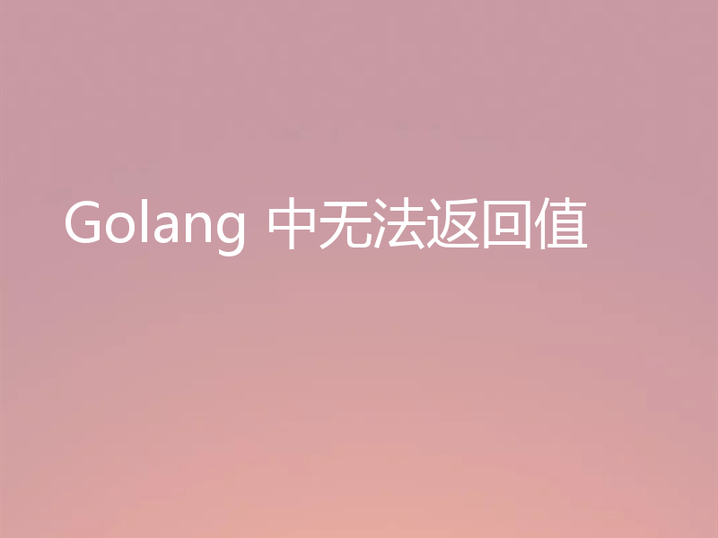 Golang 中无法返回值