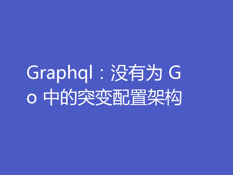 Graphql：没有为 Go 中的突变配置架构