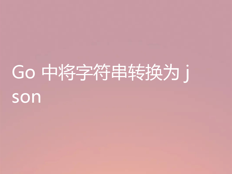 Go 中将字符串转换为 json