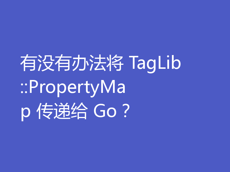 有没有办法将 TagLib::PropertyMap 传递给 Go？