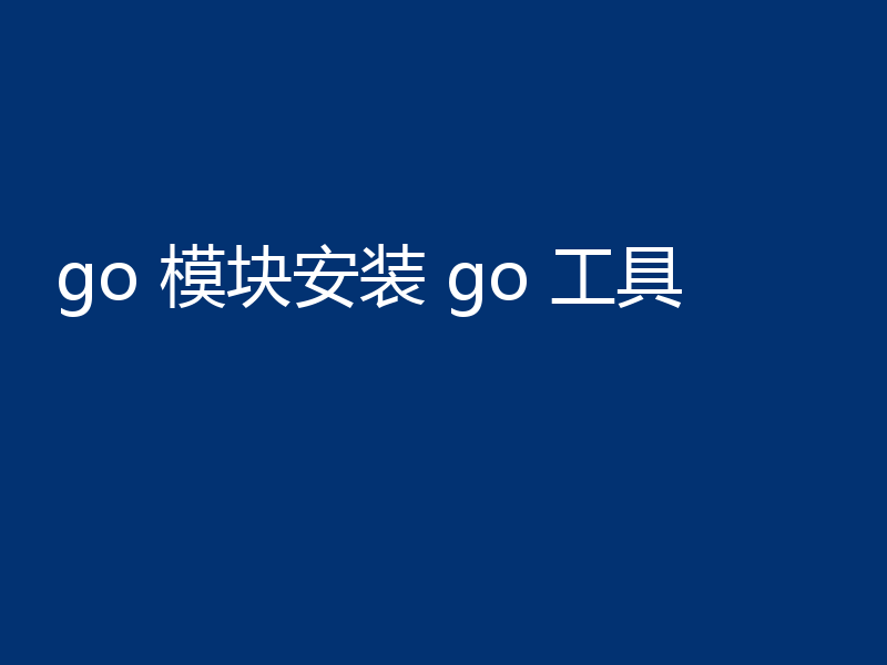 go 模块安装 go 工具