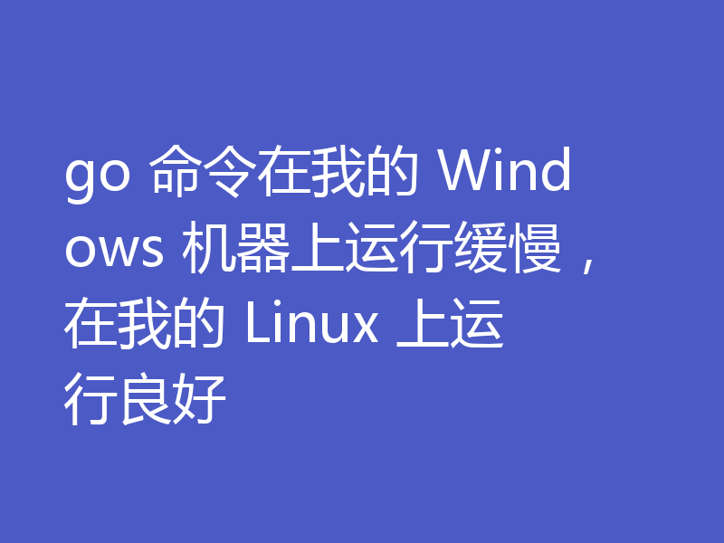 go 命令在我的 Windows 机器上运行缓慢，在我的 Linux 上运行良好