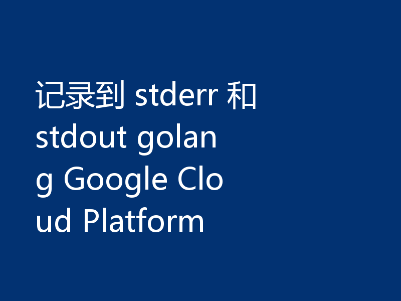 记录到 stderr 和 stdout golang Google Cloud Platform