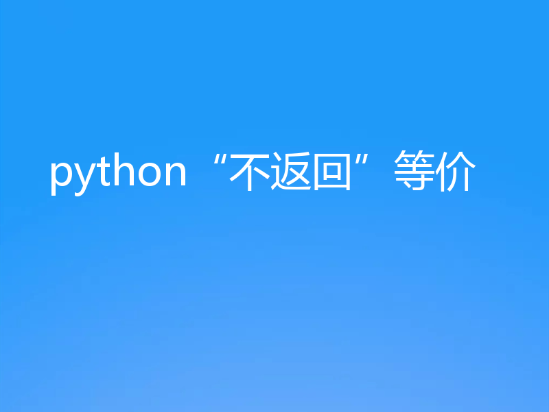 python“不返回”等价