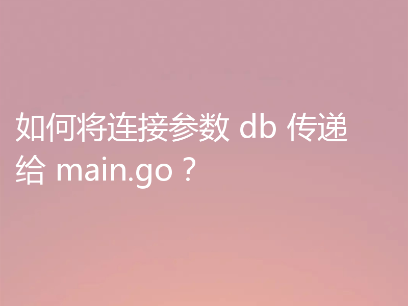 如何将连接参数 db 传递给 main.go？