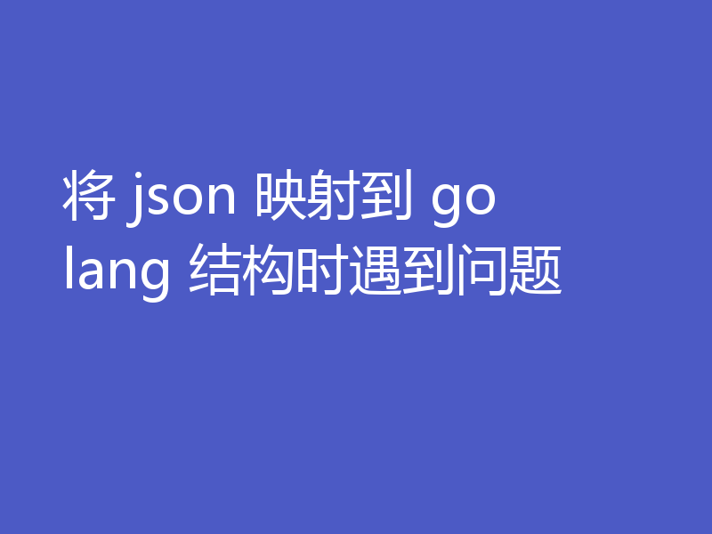 将 json 映射到 golang 结构时遇到问题