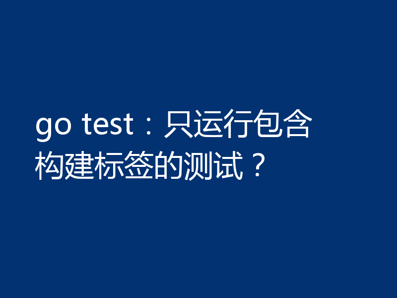 go test：只运行包含构建标签的测试？
