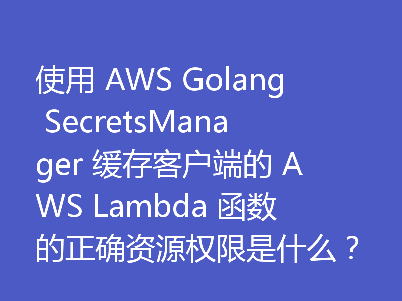 使用 AWS Golang SecretsManager 缓存客户端的 AWS Lambda 函数的正确资源权限是什么？