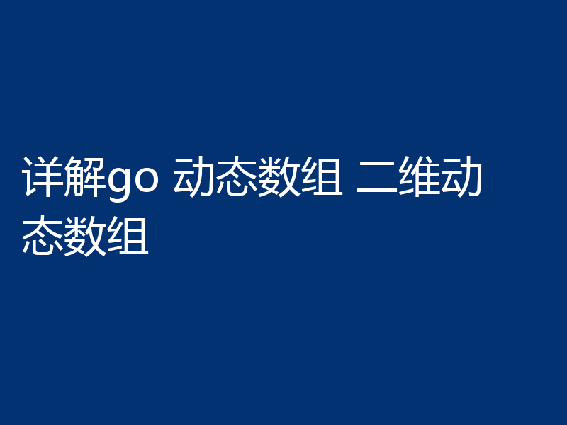 详解go 动态数组 二维动态数组