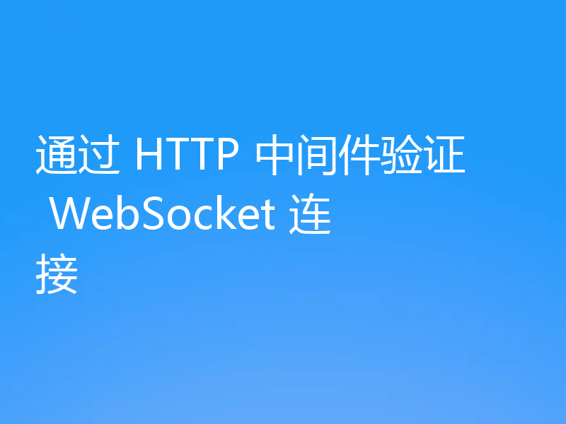 通过 HTTP 中间件验证 WebSocket 连接