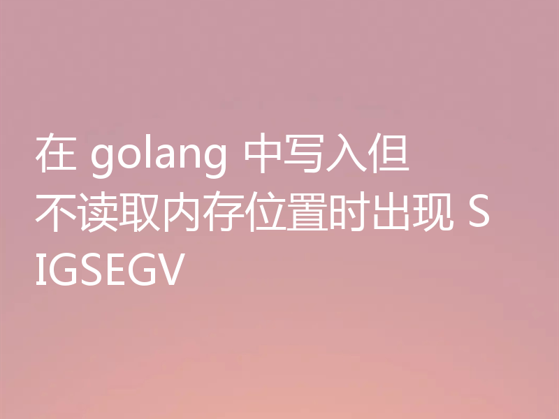 在 golang 中写入但不读取内存位置时出现 SIGSEGV