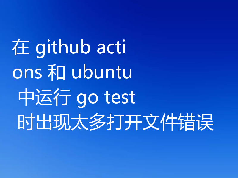 在 github actions 和 ubuntu 中运行 go test 时出现太多打开文件错误