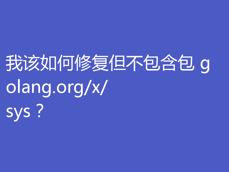 我该如何修复但不包含包 golang.org/x/sys？