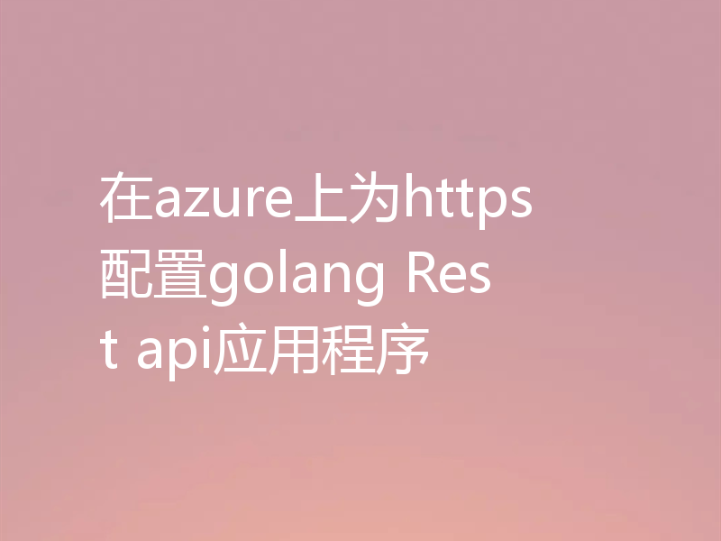 在azure上为https配置golang Rest api应用程序