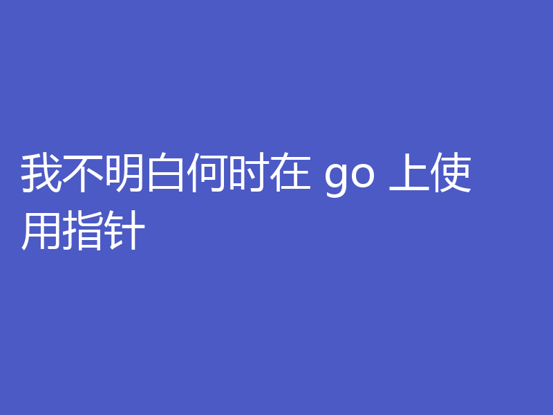 我不明白何时在 go 上使用指针