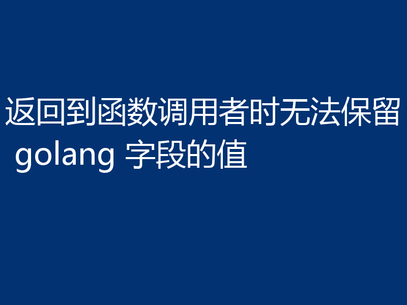 返回到函数调用者时无法保留 golang 字段的值