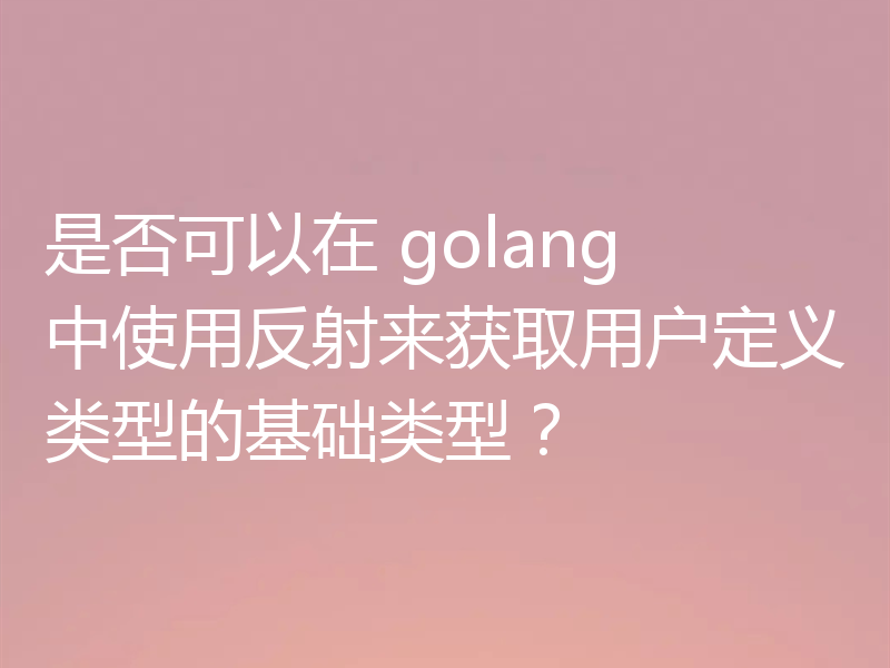 是否可以在 golang 中使用反射来获取用户定义类型的基础类型？