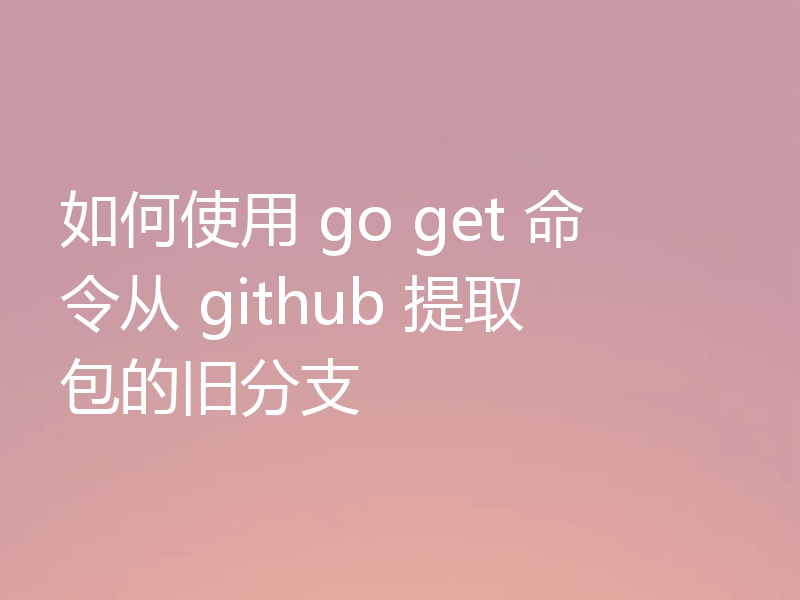 如何使用 go get 命令从 github 提取包的旧分支