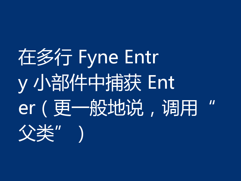 在多行 Fyne Entry 小部件中捕获 Enter（更一般地说，调用“父类”）